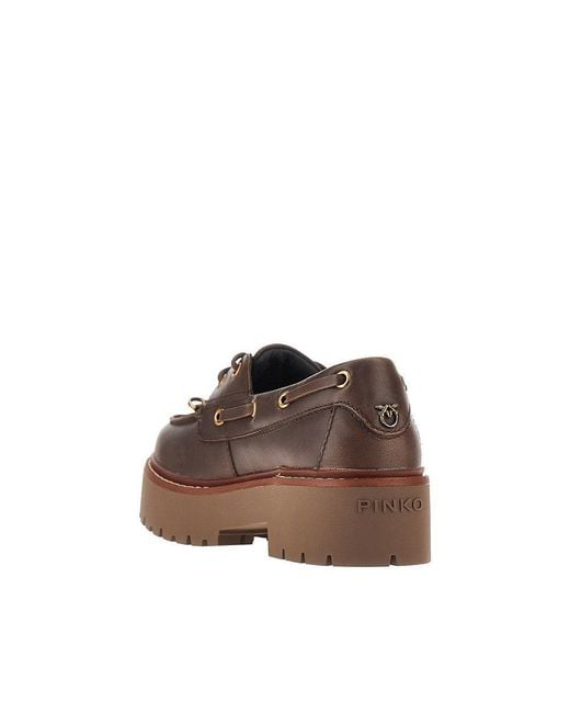 Pinko Brown 'Margaret' Leather Boat Shoes