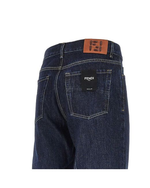 Fendi Blue Dark Wash Regular Fit Jeans for men