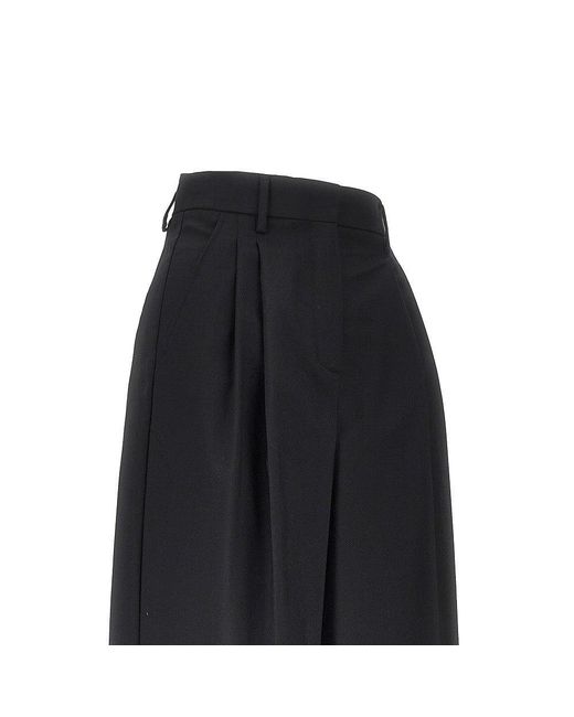 Weekend by Maxmara Black Virgin Wool Wide-Leg Pants