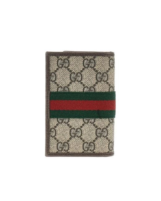 Gucci Green Gg Supreme Ophidia Card Holder for men