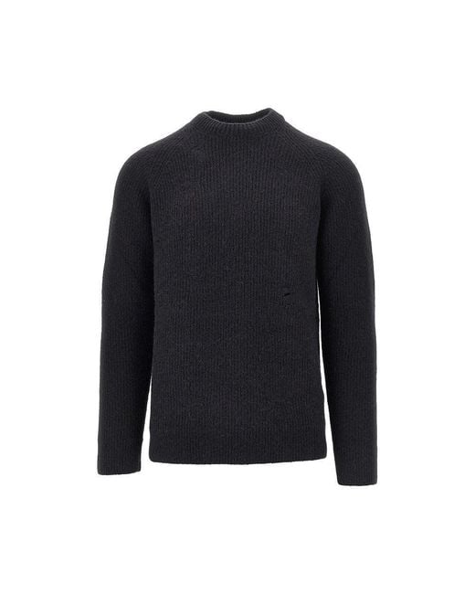 Laneus Blue Alpaca-Wool Blend Crewneck Sweater for men
