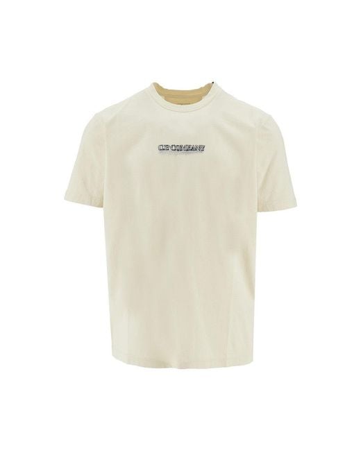 C P Company Natural Logo Embroidery T-Shirt for men