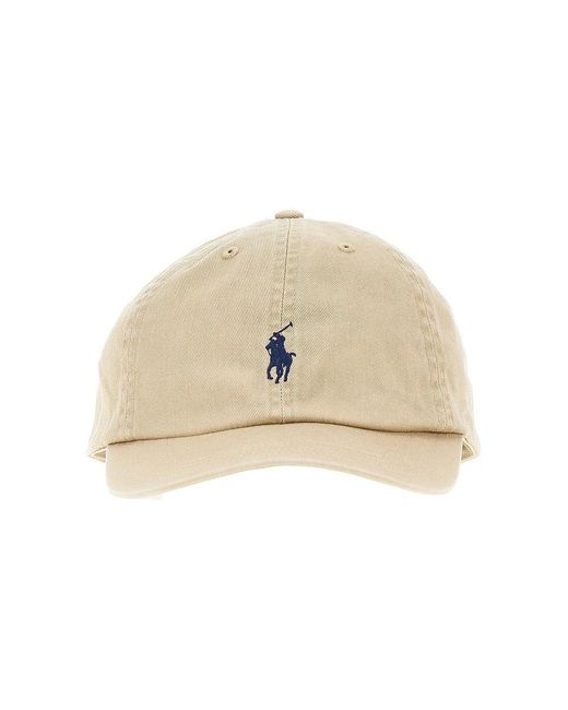 Ralph Lauren Natural Baseball Hat With Logo Embroidery Kids