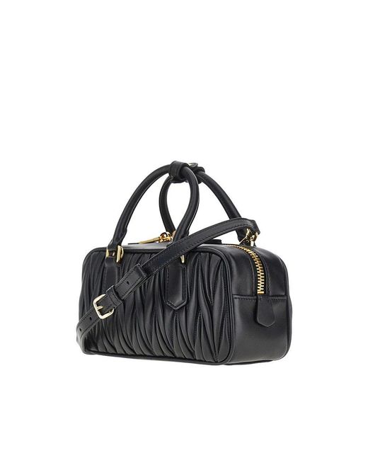 Miu Miu Black Matelassé Nappa Leather Small 'Arcadie' Bag