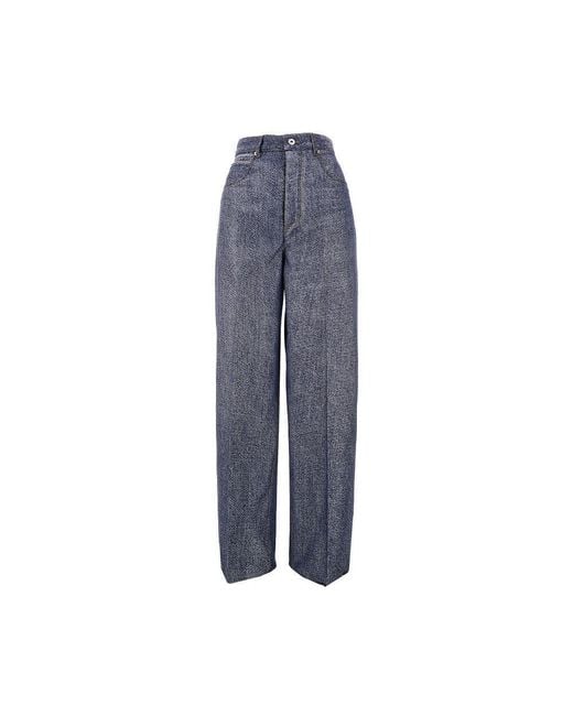 Bottega Veneta Blue Denim-Effect Wool-Blend Pants