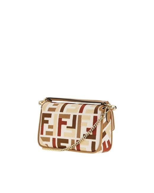 Fendi Brown Ff Fabric Mini 'Baguette' Bag