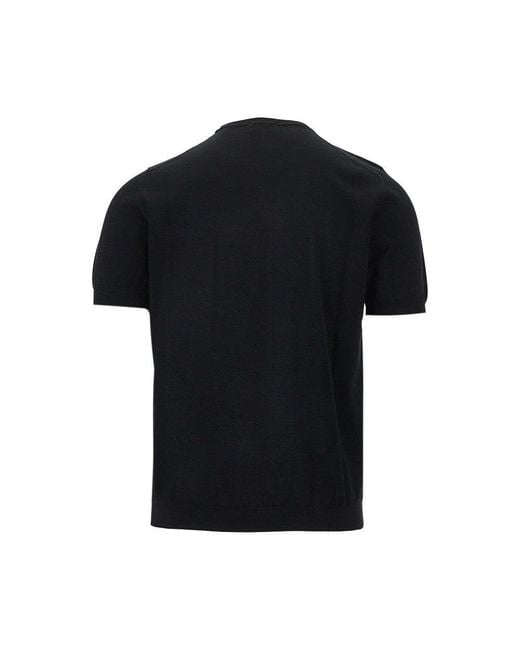 Drumohr Black Short-Sleeved Cotton Sweater for men