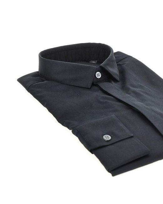 Emporio Armani Black Stretch Twill Shirt for men
