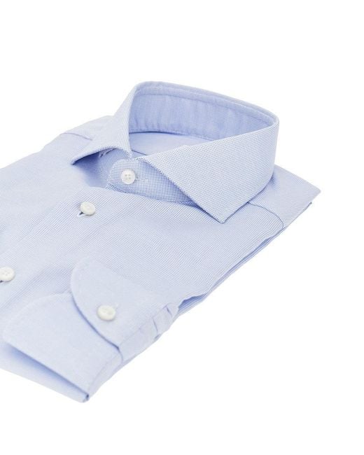 Xacus Blue Cotton Tailor Fit 'Travel' Shirt for men