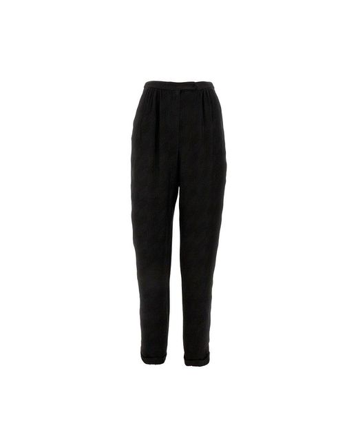 Emporio Armani Black Canneté Fabric Pants With Darts