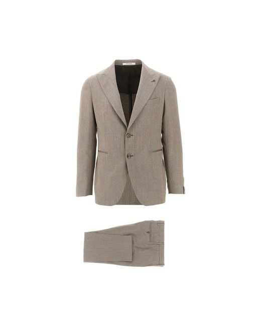 Tagliatore Gray Twill Tailored Single-Breasted Suit for men