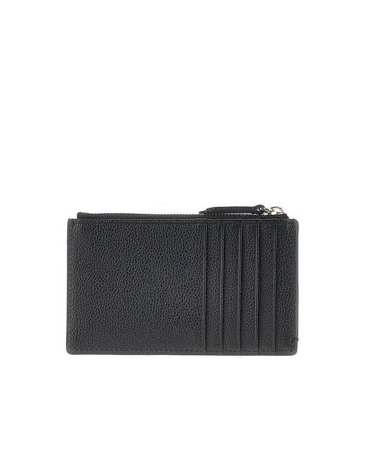 Emporio Armani Black Grained Leather Card Holder With Logo