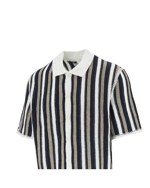 Wax London Black 'Porto' Crochet Knit Shirt for men