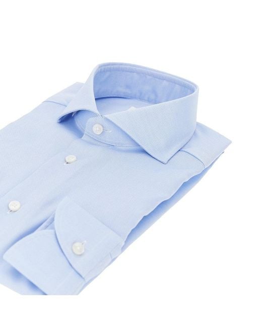 Xacus Blue Cotton Tailor Fit 'Travel' Shirt for men