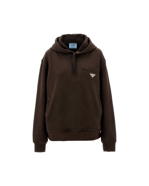 Prada Black Oversized Hoodie With Triangle Logo