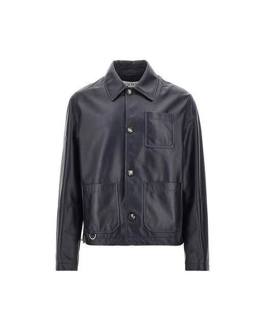 Loewe Gray Nappa Leather And Nylon Workwear Jacket for men