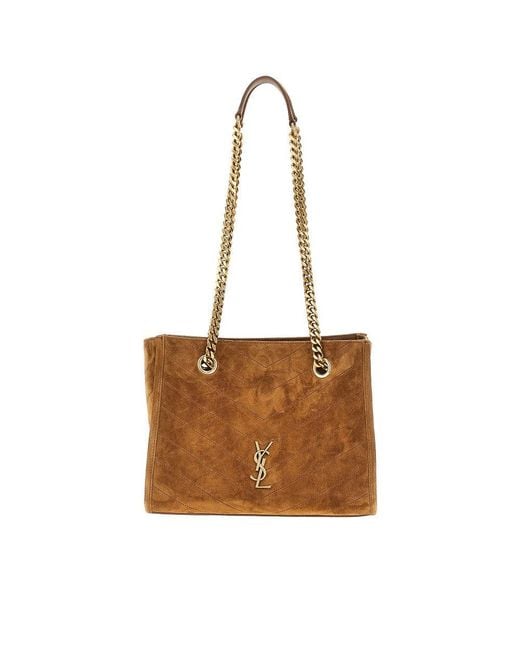 Saint Laurent Brown Suede Leather Small 'Niki' Shopping Bag