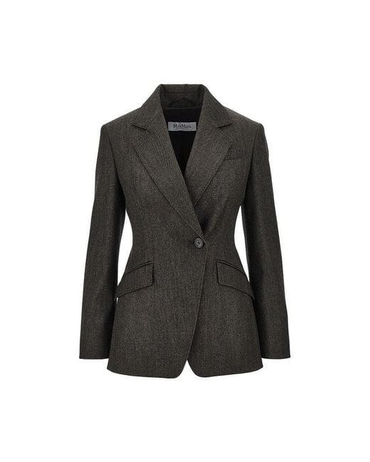 Max Mara Black Virgin Wool Double-Breasted Jacket