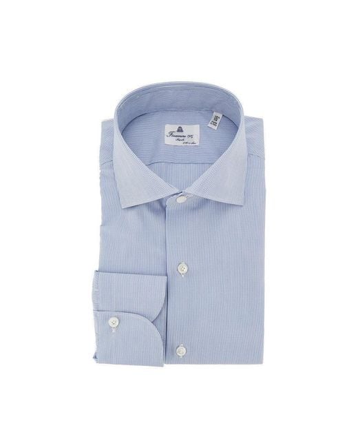 Finamore 1925 Blue 'Milano' Cotton Shirt for men