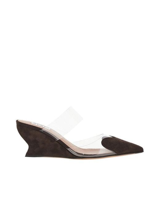 Alaïa Brown Suede Leather 'Le Coeur' Wedge Mules