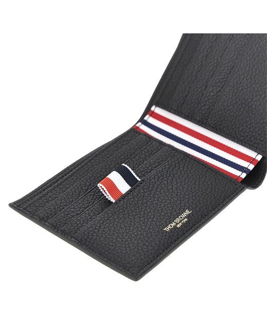 Thom Browne Black Grained Leather Bi-Fold Wallet for men