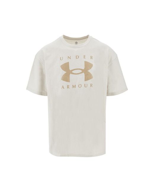 Under Armour White Loose Fit T-Shirt With Logo Print for men