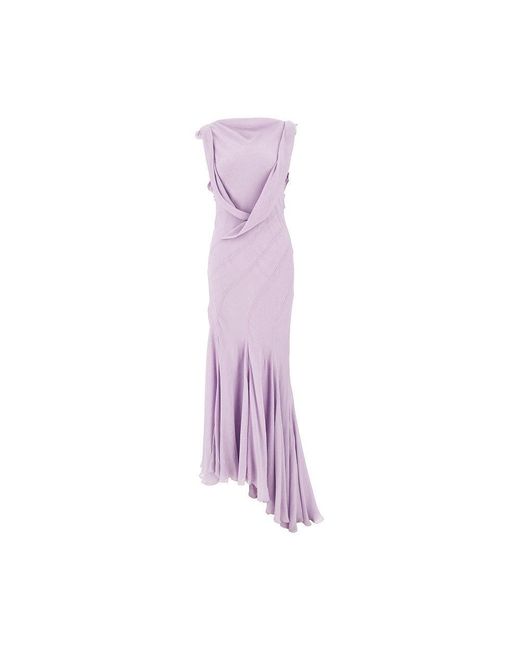Abito Lungo Con Ruches E Schiena Scollata Donna di Alberta Ferretti in Purple