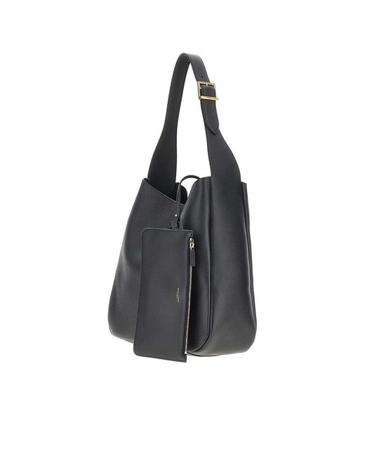 Saint Laurent Black Large 'Le 5 À 7' Grained Leather Bag