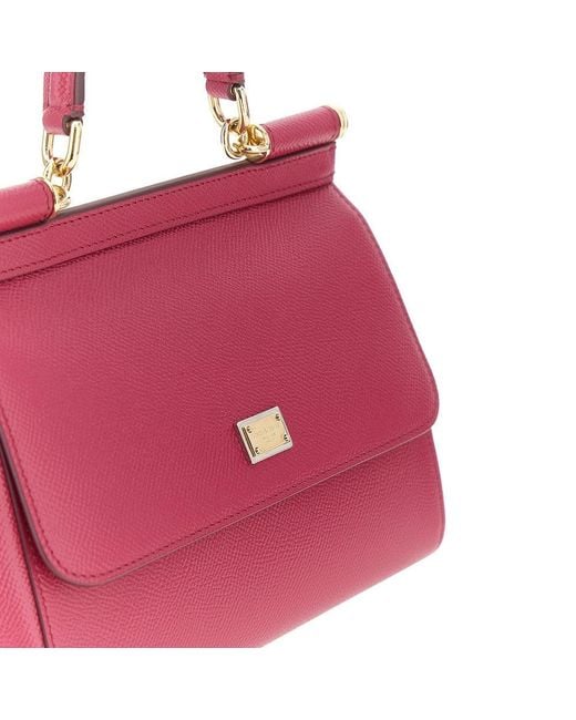 Dolce & Gabbana Pink Dauphine Leather Small 'Sicily' Bag