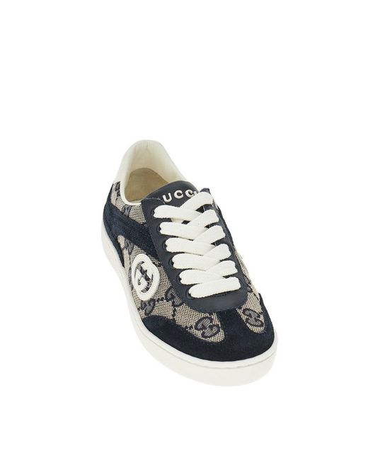 Gucci Black Leather And Gg Fabric 'G74' Sneakers Kids