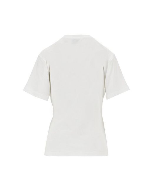 Pinko White Draped T-Shirt With Metal Detail