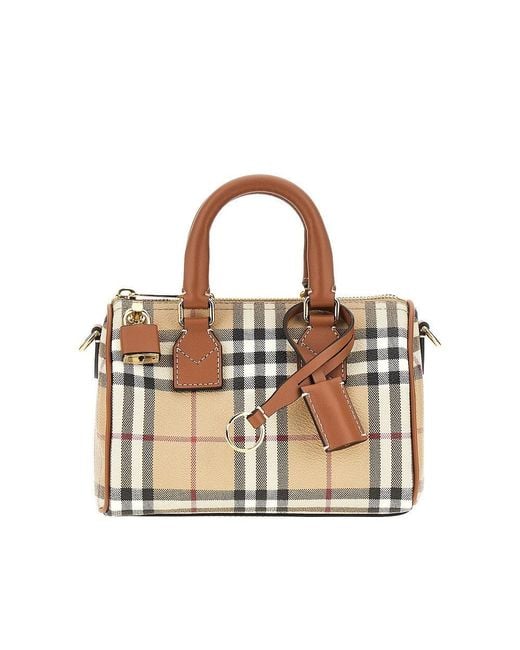 Burberry Metallic Check Coated Canvas Mini Bowling Bag