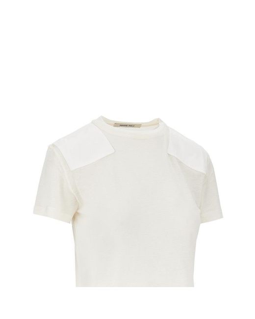 Phoebe Philo White Cotton And Lyocell T-Shirt With Patch