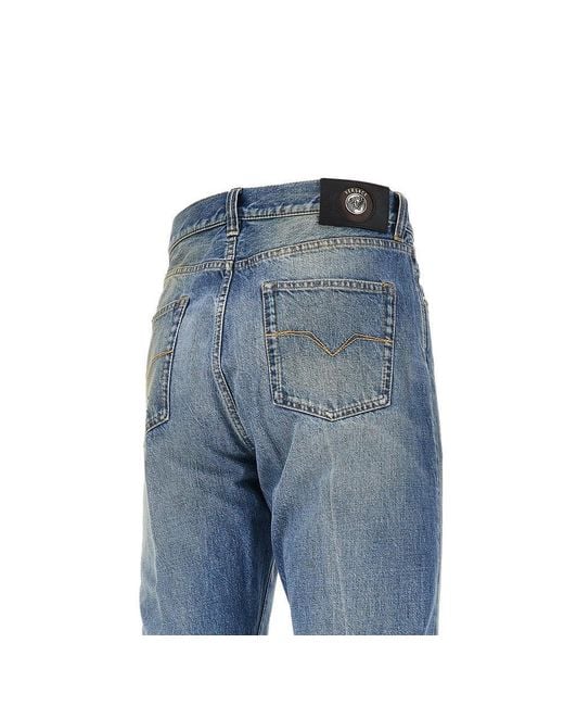 Versace Blue Cotton Denim Jeans With Medusa Detail for men