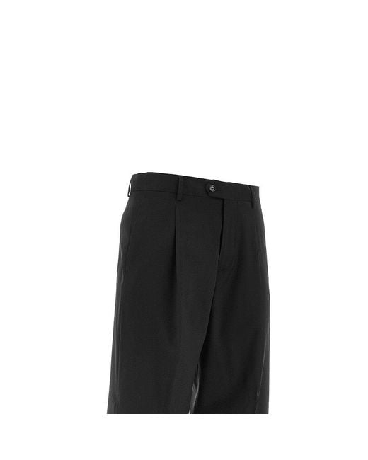 BRERAS Milano Black 'Orazio' Wool Pants With Dart for men
