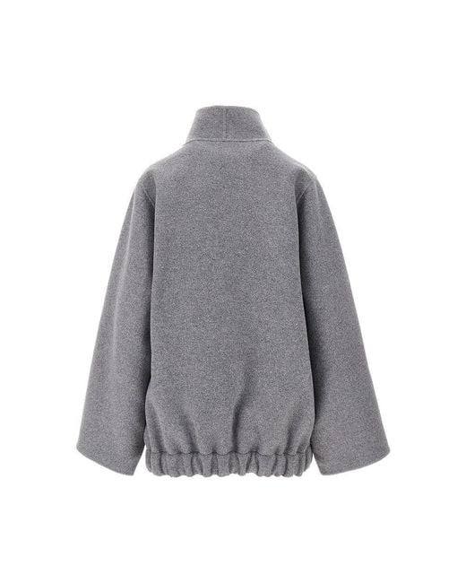 Khaite Gray 'Garret' Wool Double Oversized Jacket