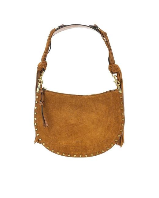 Isabel Marant Brown Suede Leather Fringed Oskan Soft Zip Bag