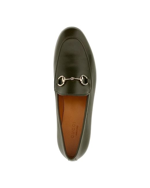 Gucci Green Leather 'Jordaan' Loafers