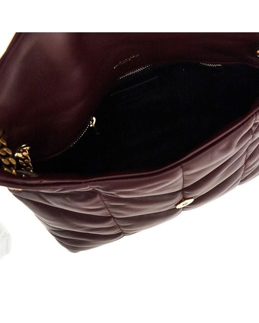 Saint Laurent Purple Leather Small 'Loulou Puffer' Bag
