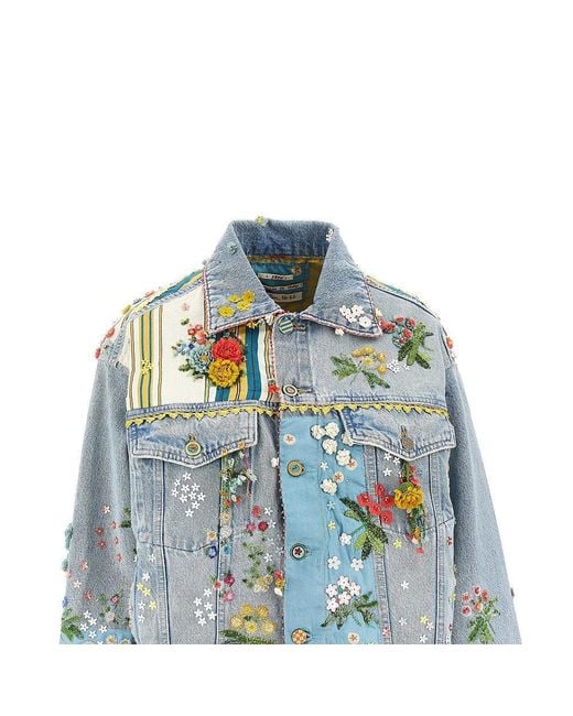 Péro Blue Embroidered Denim Jacket