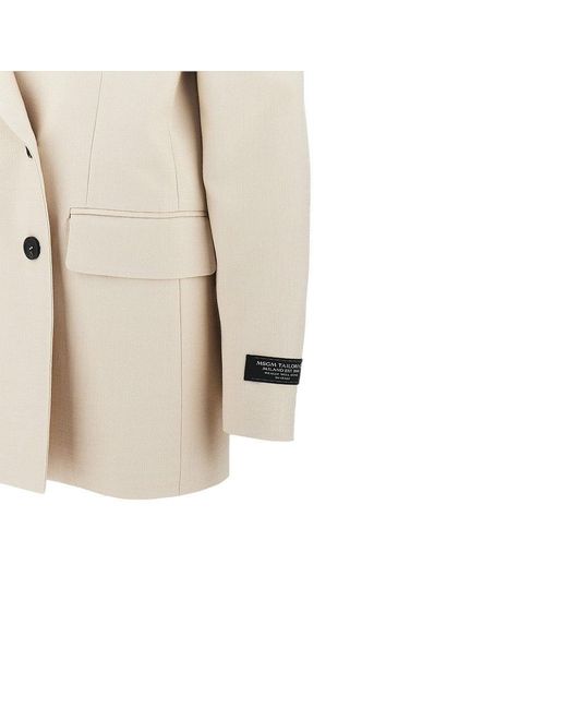 MSGM Natural Oversized Canvas Double-Breasted Jacket