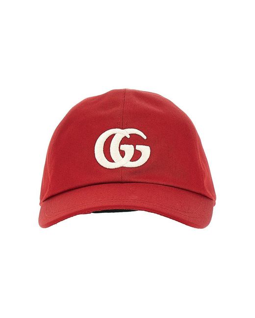 Gucci Red Gabardine Baseball Cap With Embroidery Kids for men