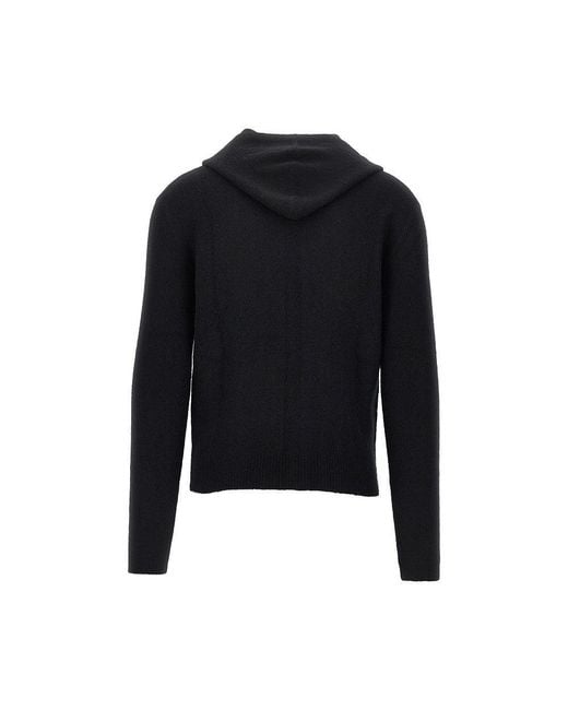 Rick Owens Black Knitted Hooded Sweater for men