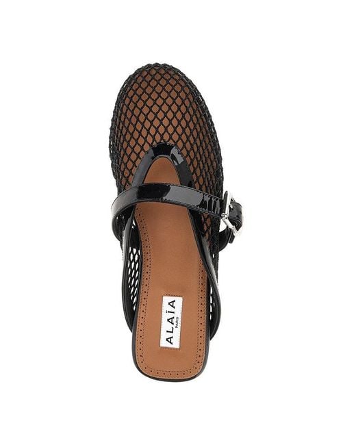 Alaïa Black Net Flat Mules