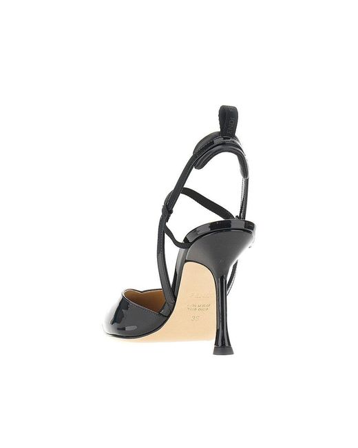 Fendi Black Patent Leather 'Very Colibrì' Slingback Pumps 39