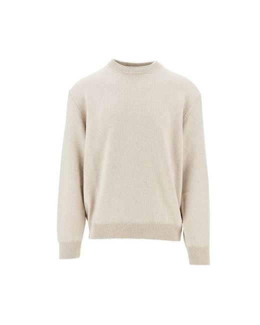 Jacquemus White Merino Wool Sweater With Logo Intarsia for men