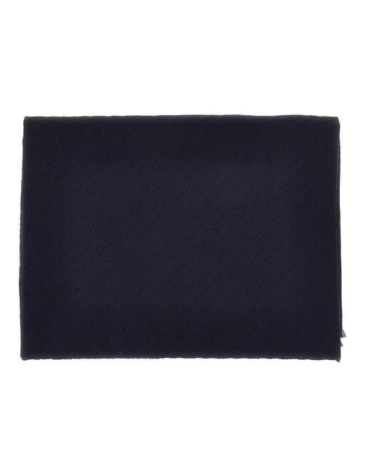 Emporio Armani Blue Jacquard Wool Scarf for men