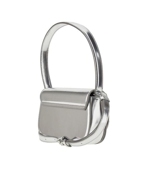 DIESEL Gray Mirrored Leather 1Dr Shoulder Bag