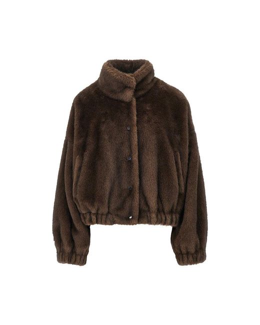 Weekend by Maxmara Brown Faux Fur Bomber Jacket