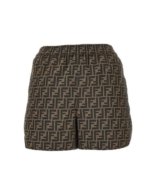 Fendi Green Jacquard Ff Canvas Shorts